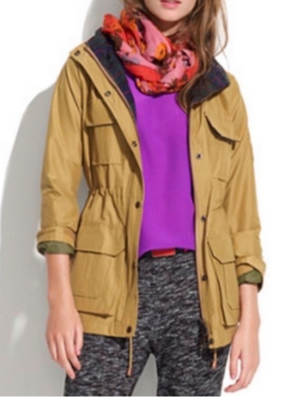 Penfield Hooded Mountain Parka Flannel Lined Tan size medium